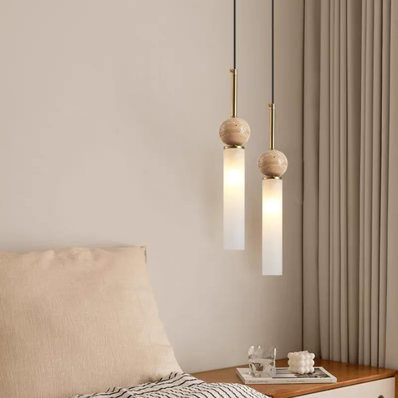 Hanging Moon Lamp - Cave Stone Wabi-Sabi Bedroom Bedside Chandelier