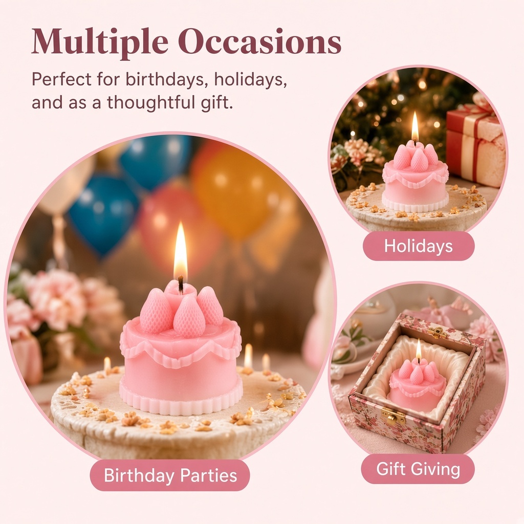 Home Decor Flowers - 1Pc Cake-Shaped Scented Candle, Romantic and