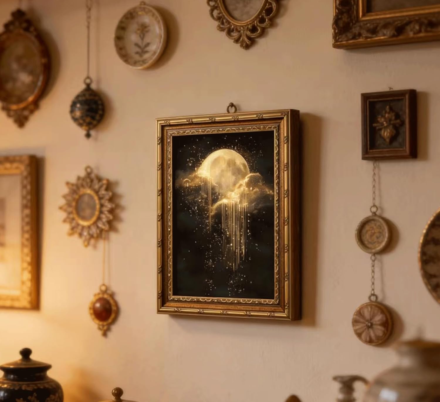 Antique Framed Celestial Canva - Geometric Wall Art recension och pris