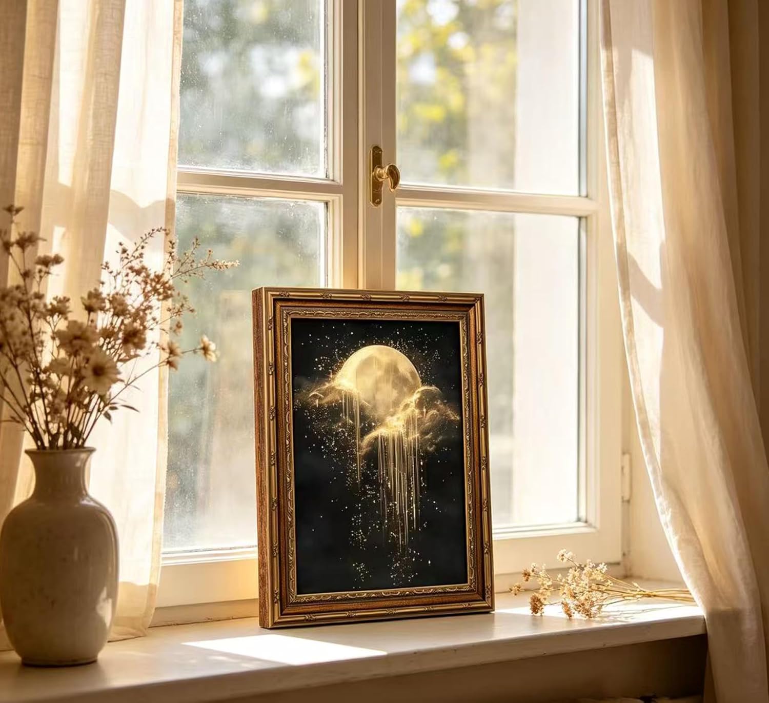 Antique Framed Celestial Canva - Geometric Wall Art recension och pris