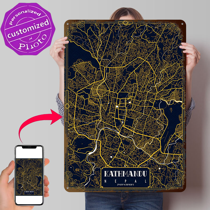 Kathmandu City Map Gold 3D Tex - Home Decor Kathmandu recension och pris