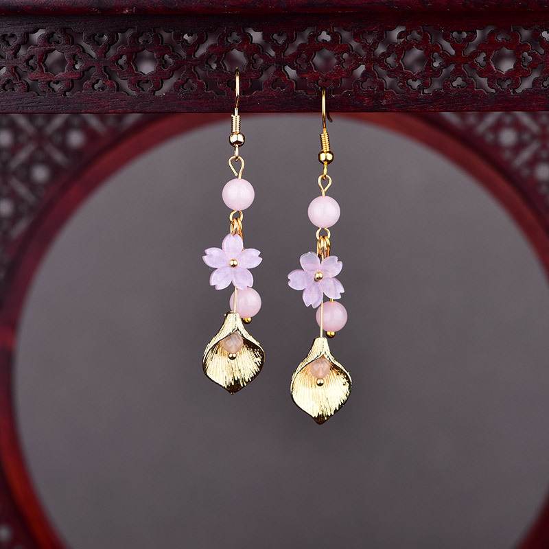 Pink Natural Jade Flower Earri - Home Decor Flowers recension och pris