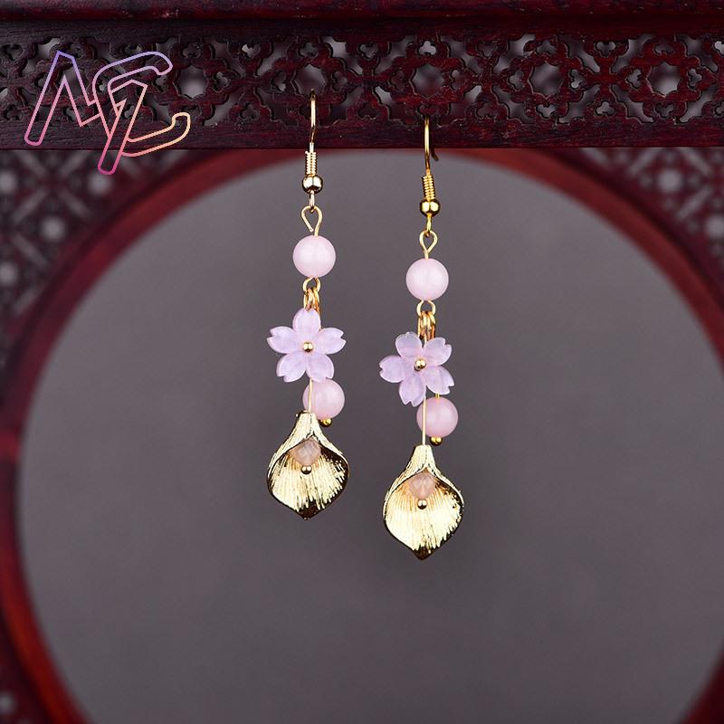 Pink Natural Jade Flower Earri - Home Decor Flowers recension och pris