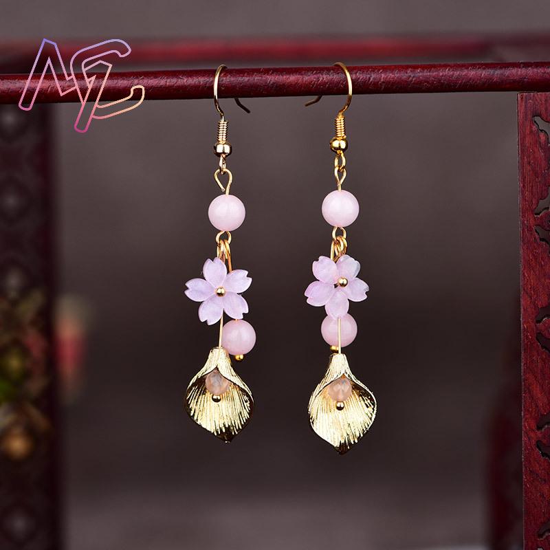 Pink Natural Jade Flower Earri - Home Decor Flowers recension och pris