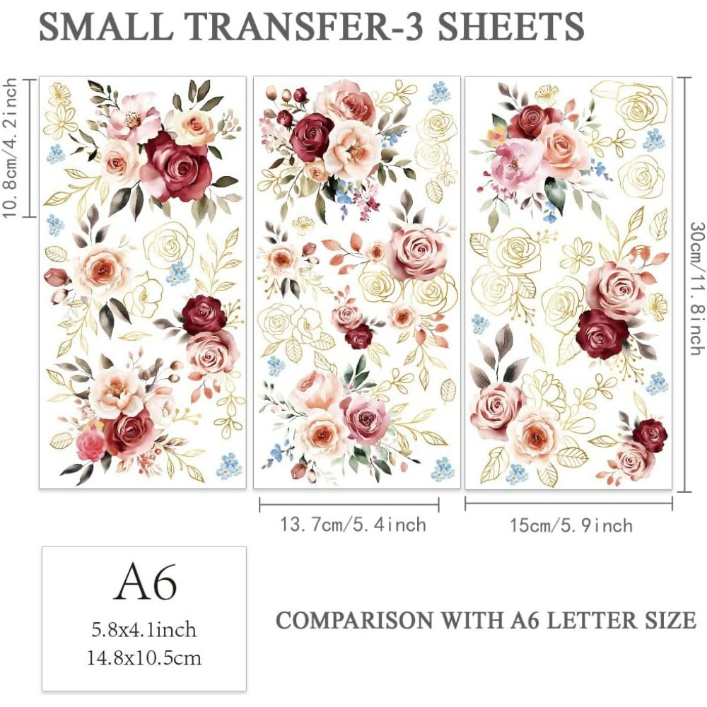 3pcs/Set Watercolor Roses Rub  - Home Decor Flowers recension och pris