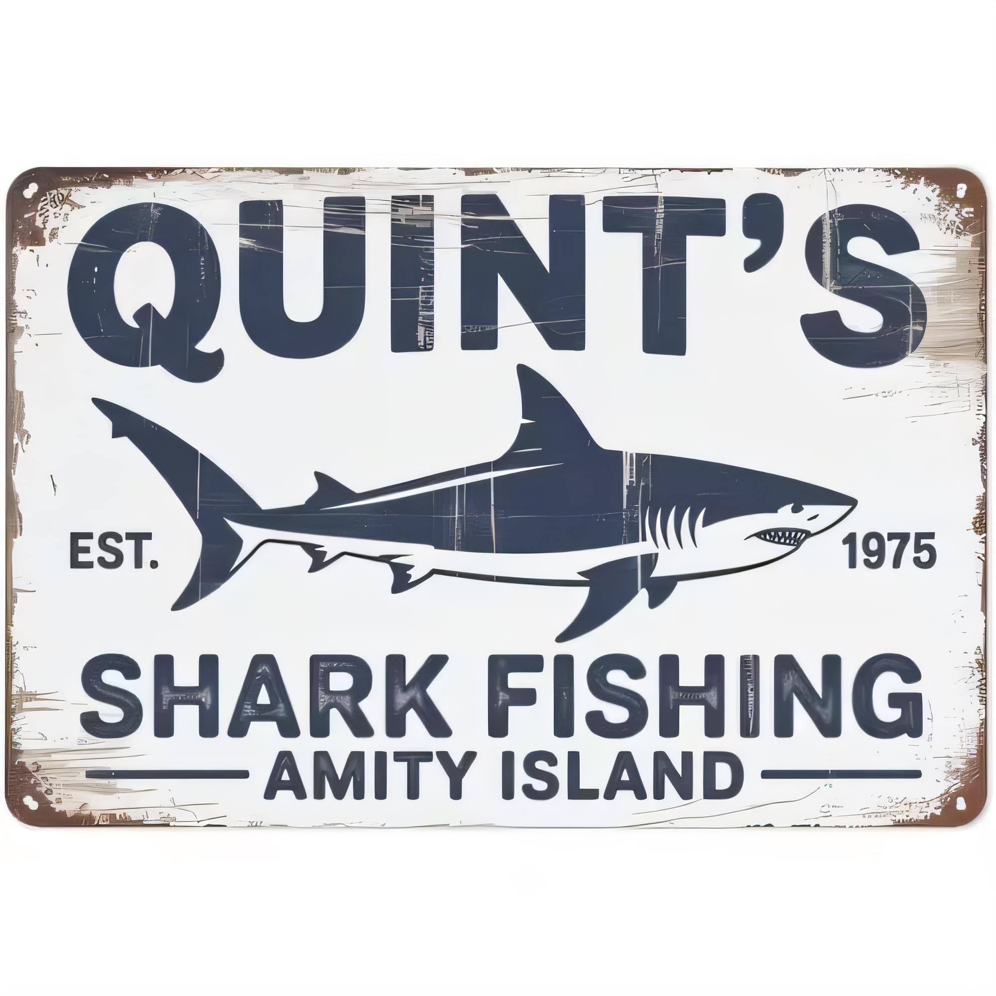 Tin Sign, Shark Fishing Amity  - Home Decor Nautical recension och pris