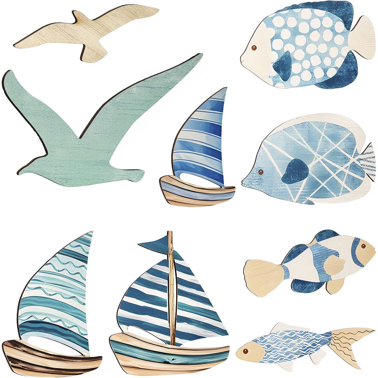 9Pcs Tropical Fish Seagull Sai - Home Decor Nautical recension och pris