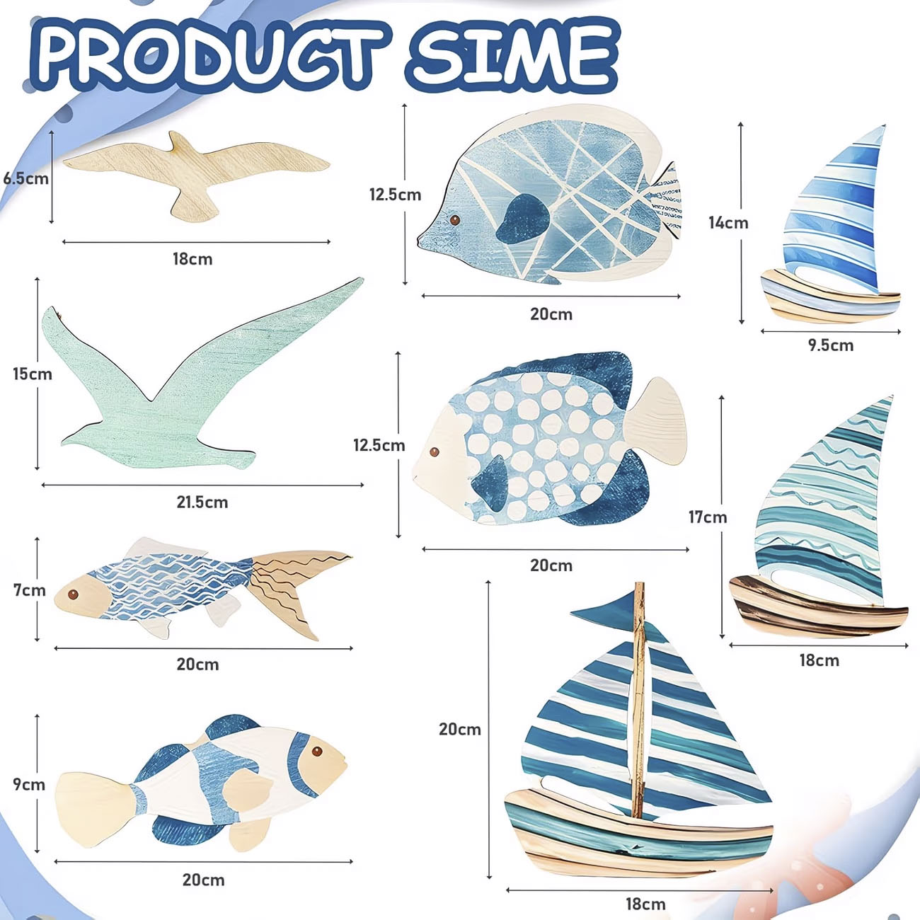9Pcs Tropical Fish Seagull Sai - Home Decor Nautical recension och pris