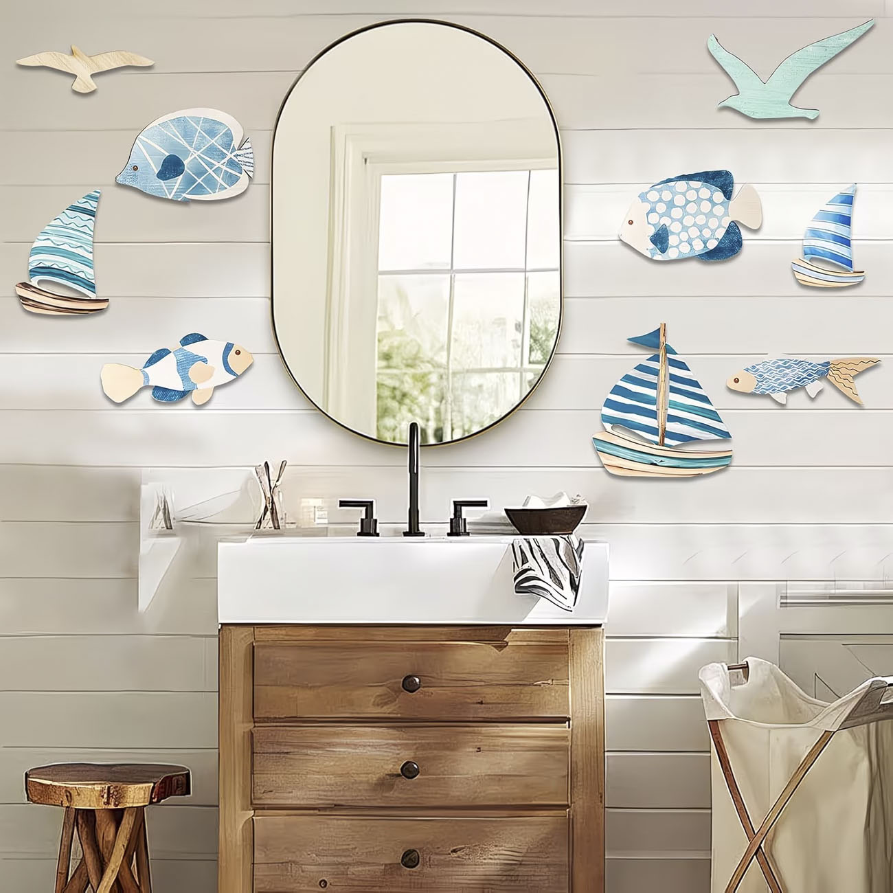 9Pcs Tropical Fish Seagull Sai - Home Decor Nautical recension och pris