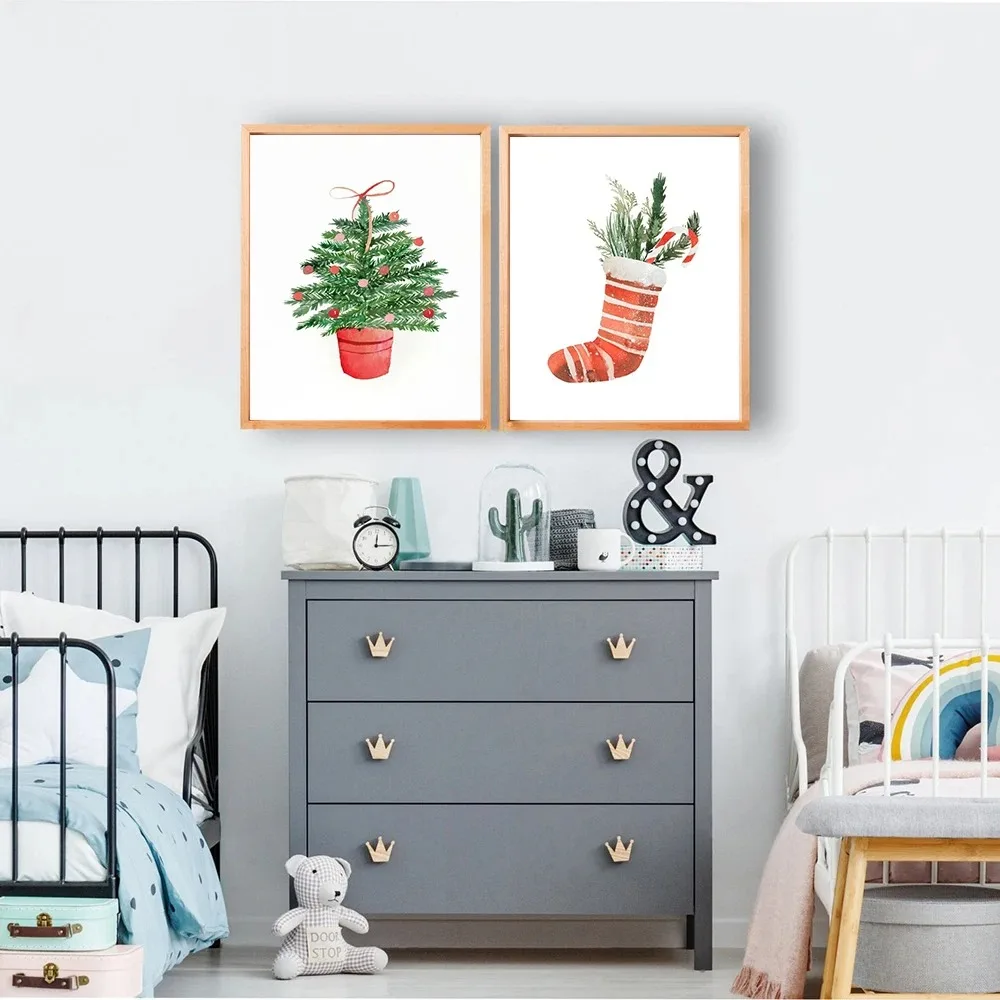 Cartoon Christmas Holiday Tree - Geometric Wall Art recension och pris