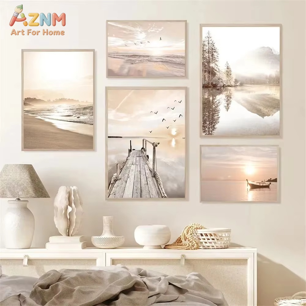 Sunset Sea Lake Boat Bridge Ca - Home Decor Nautical recension och pris